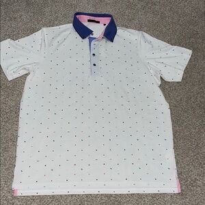 White Polo Shirt with purple Collar